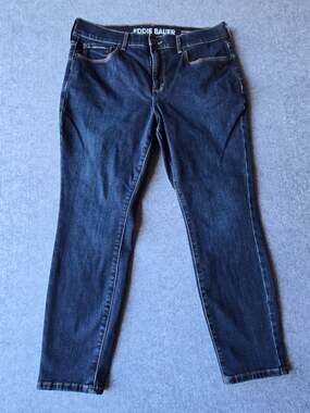 Eddie Bauer Women's Voyager Blue Dark Wash High-Rise Skinny Jeans 12P (32"x25")
